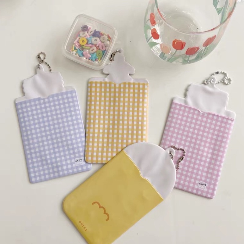 Card holder caro màu pastel phong cách hàn quốc