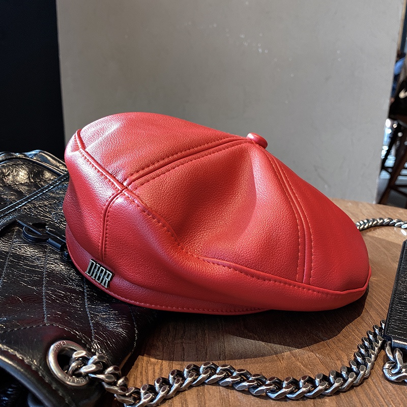 Mũ Beret Da Màu Tương Phản Phong Cách Âu Mỹ Cho Nữ