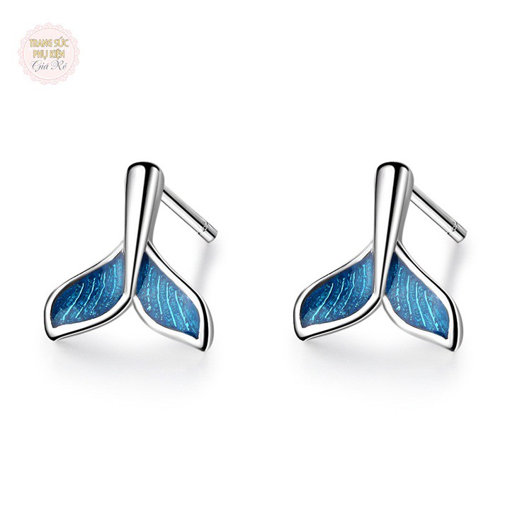 Bông tai nữ đuôi nàng tiên cá thời trang Hàn cực xinh, bạc ý S925 giá rẻ - HT219
