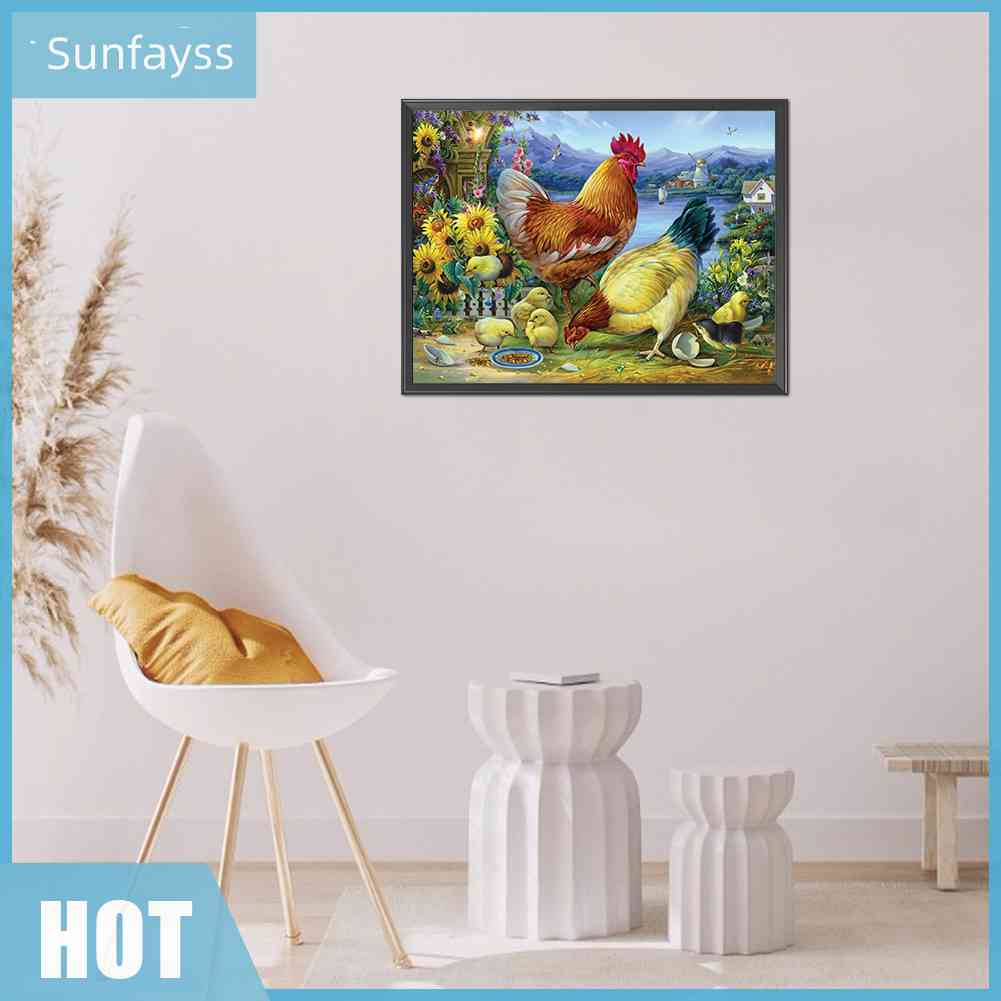 Bộ Tranh Thêu Chữ Thập DIY Hình Gà Con Bằng Cotton 11CT