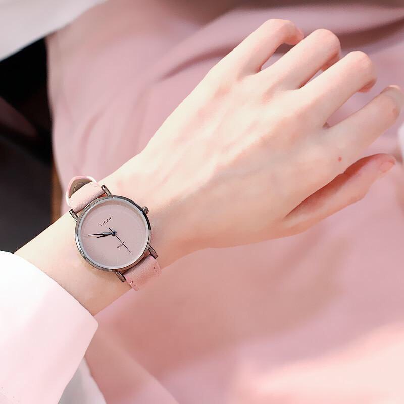 Đồng hồ thời trang nữ Viser viền đen dây da SC032 | BigBuy360 - bigbuy360.vn