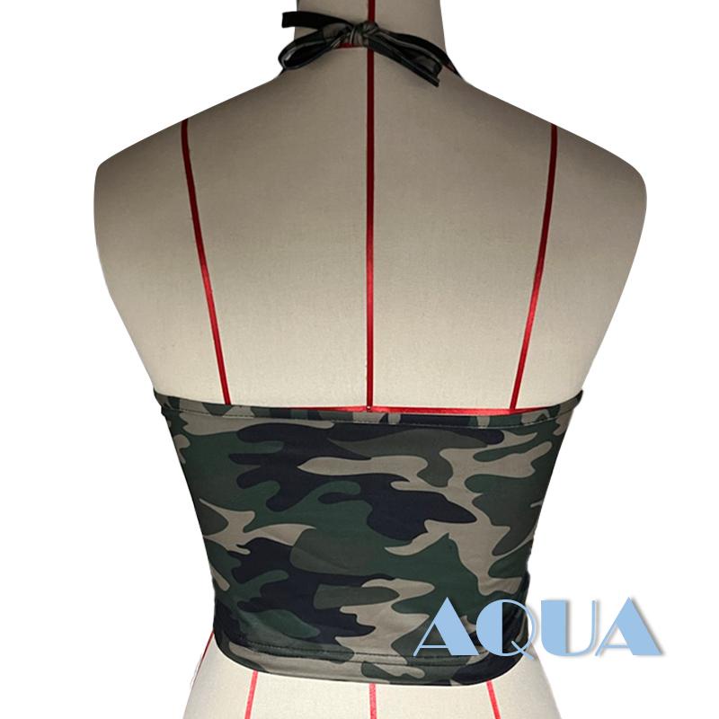 Áo Croptop Hai Dây Hở Lưng Dáng Ôm In Họa Tiết Rằn Ri Gợi Cảm Cho Bạn Gái