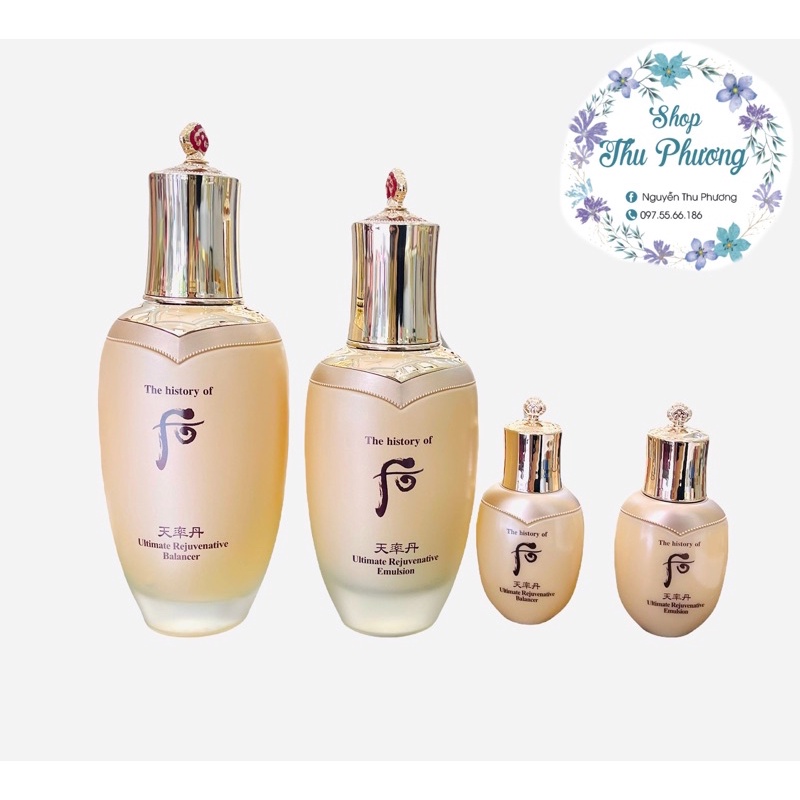 Cặp nước hoa hồng- sữa dưỡng whoo tái sinh untimate 25ml( tách set)