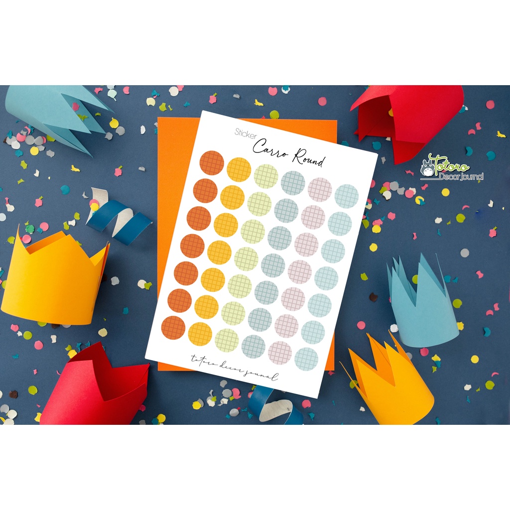 Sticker caro tròn màu patel dễ thương