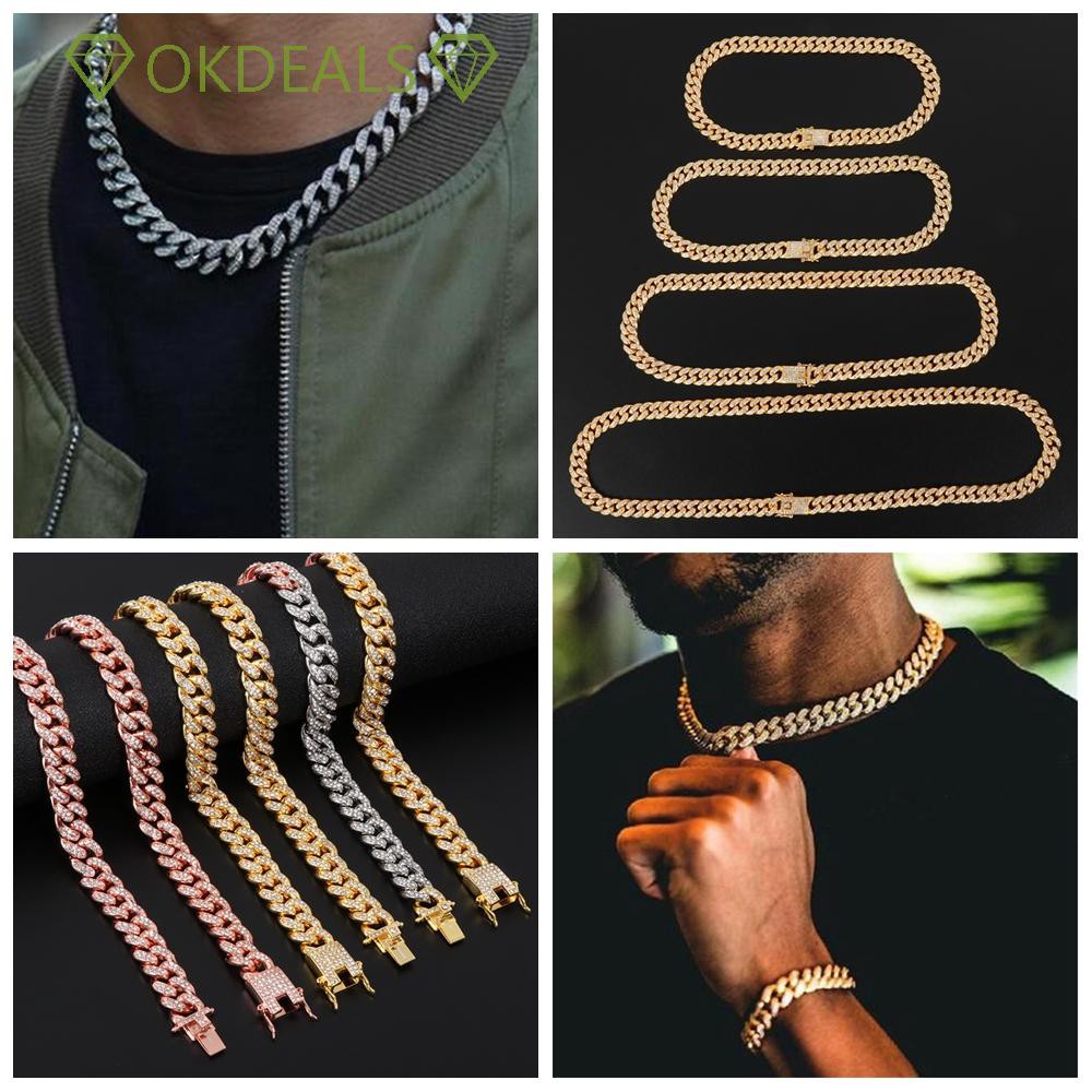 Vòng cổ Đính Đá Kim Cương 12mm Sang Trọng Phong Cách Hip Hop Thời Trang Cho Nam Và Nữ