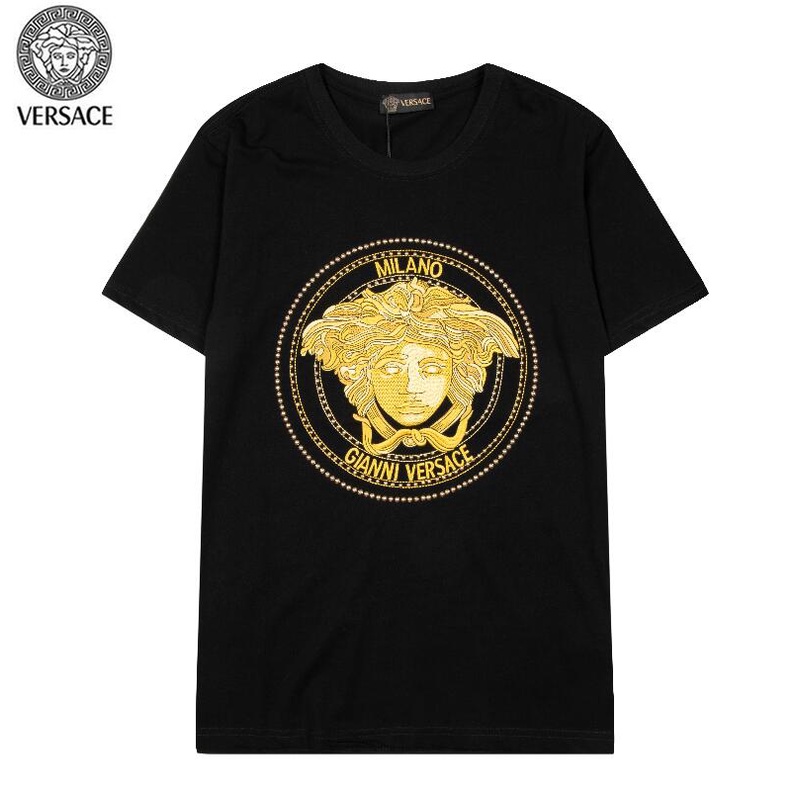 Áo Thun Tay Ngắn Chất Liệu Cotton Thêu Họa Tiết Versace Thời Trang Unisex