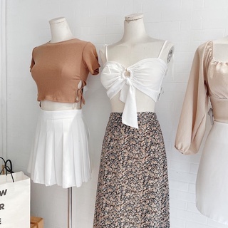 [CÓ SẴN] Pass Áo croptop nâu/xanh Chicbae21 <Second hand>