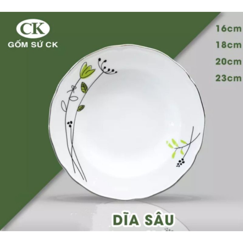 Dĩa sứ CK bông cọ sâu lòng số 6,7,8