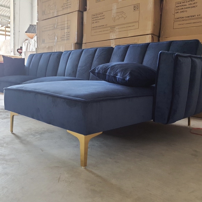 ghế sofa góc L giường nằm giá rẻ hàng nhập khẩu cao cấp vải nhung mịn khung gỗ chân thép chắc chắn Trường Mai Sài Gòn