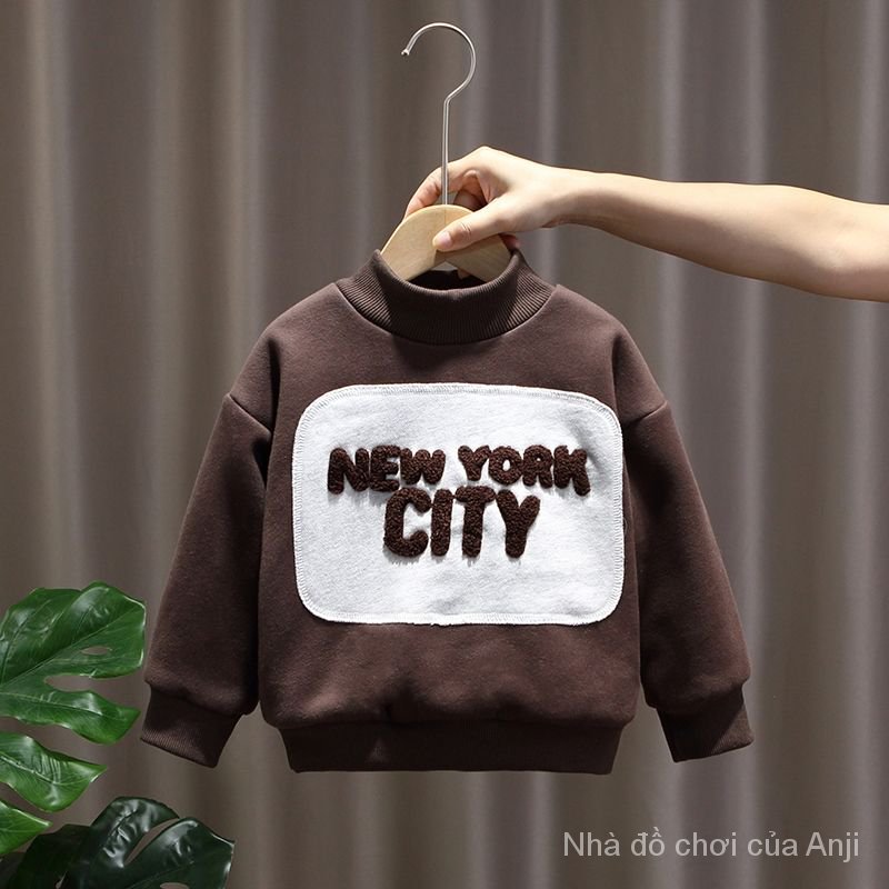 COD Boy Autumn And Winter New Velvet Sweater Warm Shirt Children Thick ShirtKid's Fashion Tops