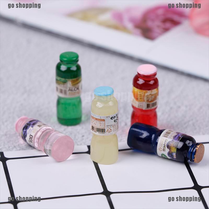 {go shopping}5pcs 1:12 scale miniature dollhouse drink bottle mini food play kids kitchen toy