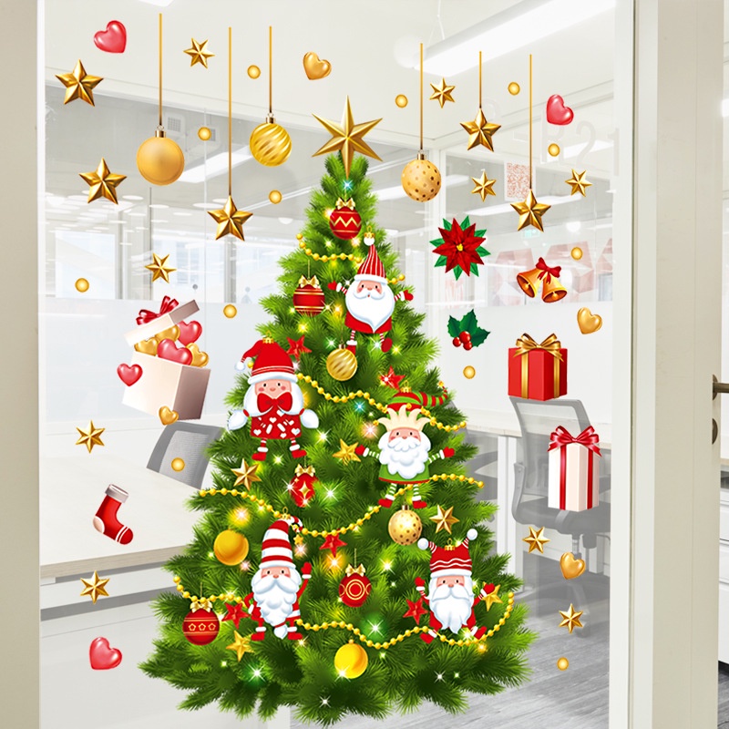 Miếng dán tường trang trí hình cây thông Noel