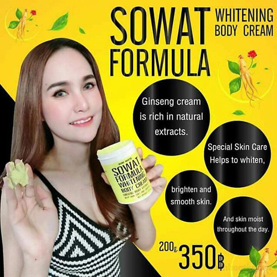 Kem trắŉg da toàn thân nhân sâm Mimi White Sowat Formula Whitening Body Cream Ginseng Root Extract Thailand