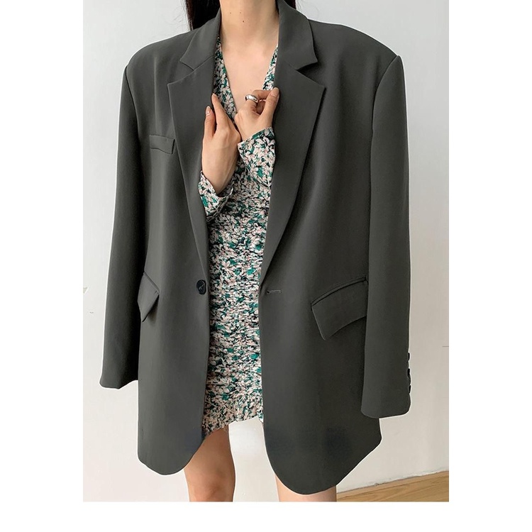 Áo Khoác blazer Cỡ Lớn Màu Đen / Xám Thời Trang Sang Trọng Cho Nữ