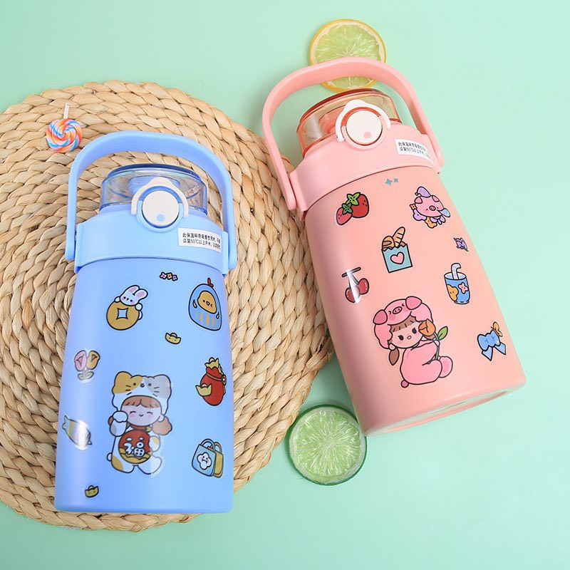 Bình giữ nhiệt Ulike 800ml, Bình nước có ống hút, Tặng Kèm Sticker inox 304 giữ nhiệt 12h