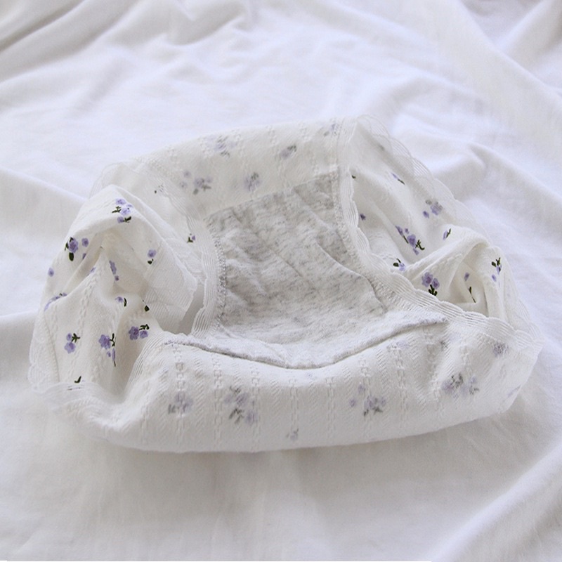 Quần Lót Nữ Cotton Sợi Tre Tone Màu Tím Họa Tiết Hoa Diên Vĩ Kháng Khuẩn Cao Cấp QL044