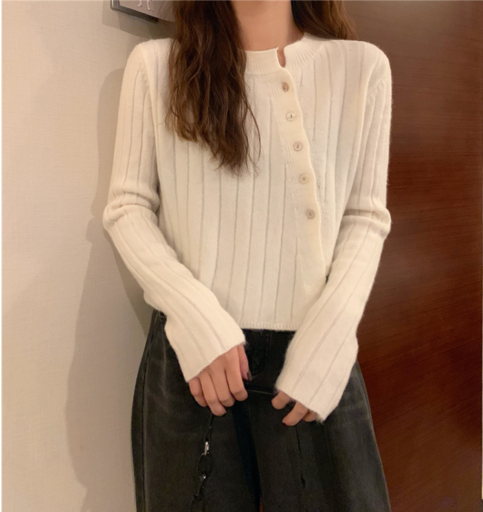 Áo croptop dệt kim tay dài phong cách Hàn Quốc thời trang thu đông