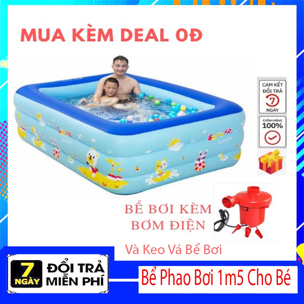 Bể Bơi Phao Cho Bé Cao Cấp 3 Tầng Dài 1m5 Hàng Loại 1 - wonter