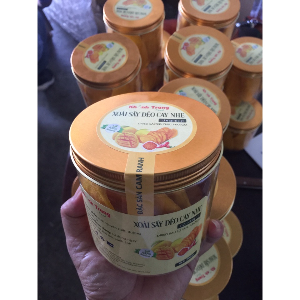 Xoài sấy dẻo tẩm muối ớt vị cay nhẹ, hũ 300gr, Đặc sản cam ranh