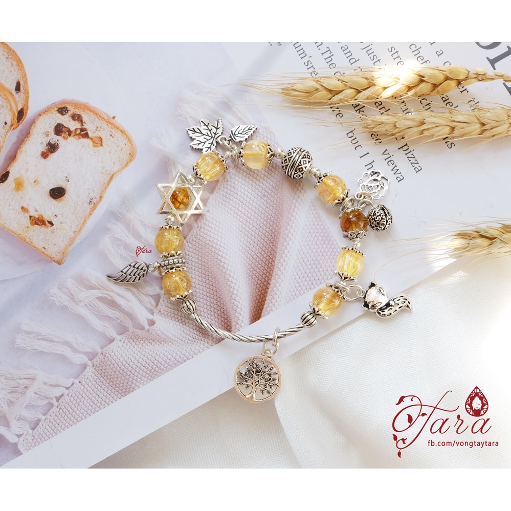 Vòng tay Tara Gems - Vòng tay đá Amber ngôi sao mix charm bạc 925 cao cấp