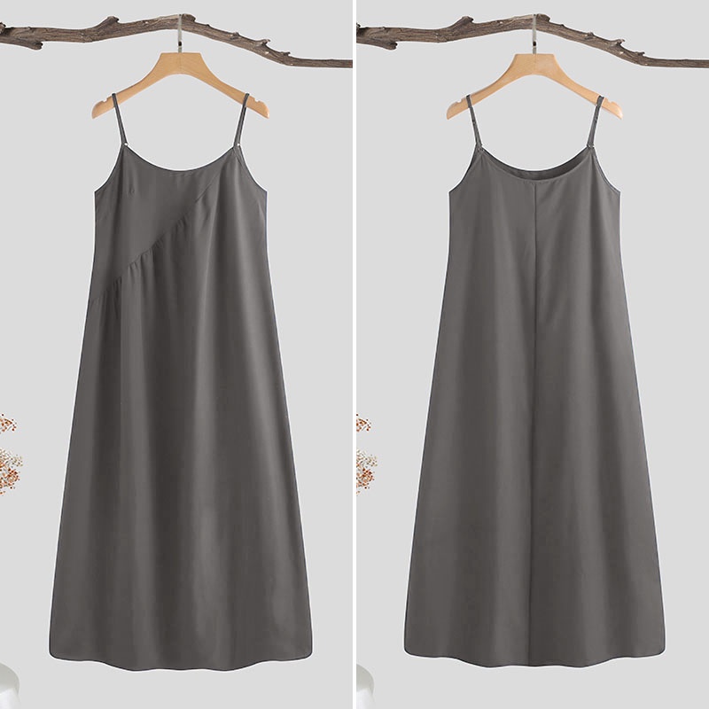 Đầm maxi hai dây màu trơn thời trang cho nữ