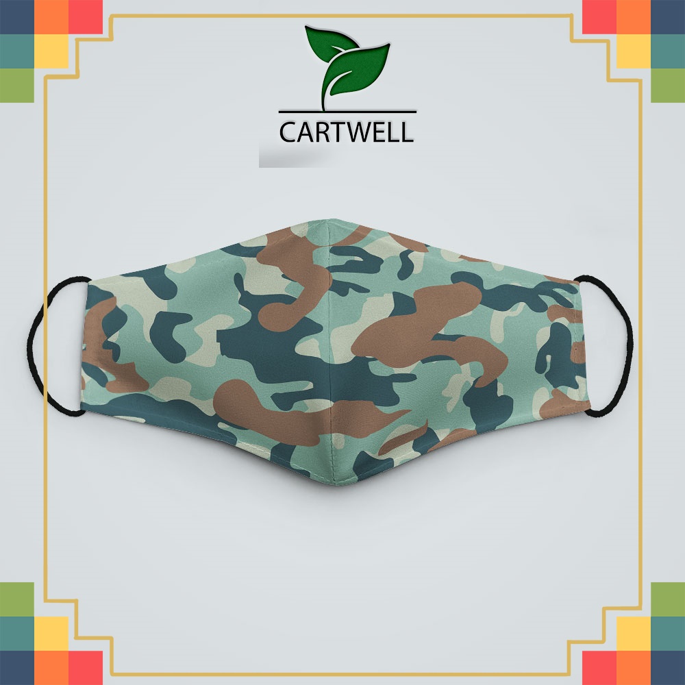 Khẩu trang vải 3d CAMOUFLAGE_652 CARTWELL vải poly cotton 100% ngăn bụi kháng khuẩn,bảo vệ toàn diện