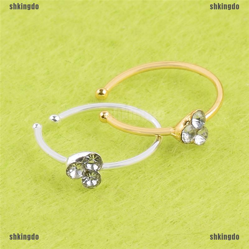 Khuyên mũi bằng thép không gỉ đính đá pha lê