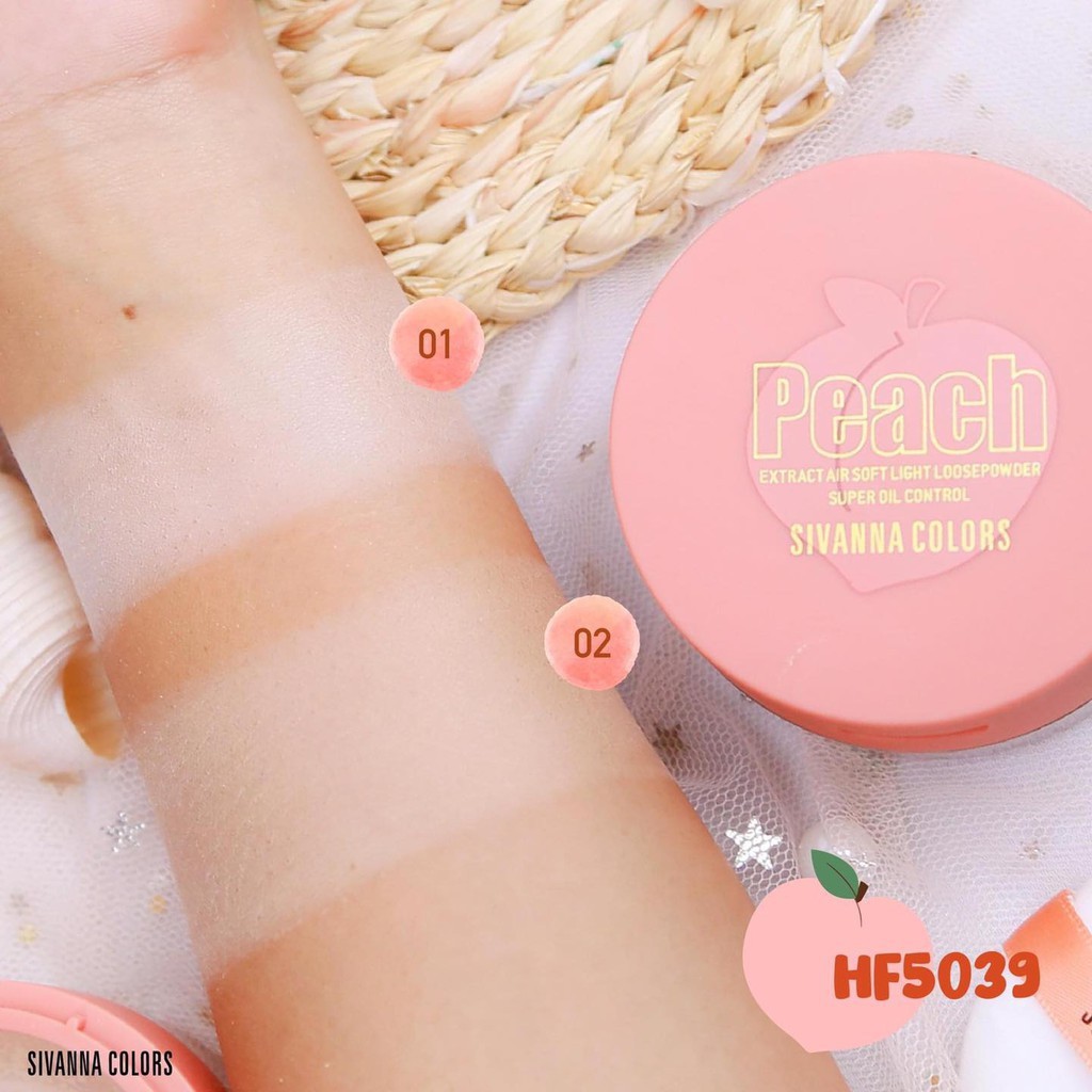 [Auth Thái] Phấn Phủ Kiềm Dầu Sivanna Trái Đào Dạng Bột Tông Sáng Sivanna Peach Super Oil Control HF5039 No.2