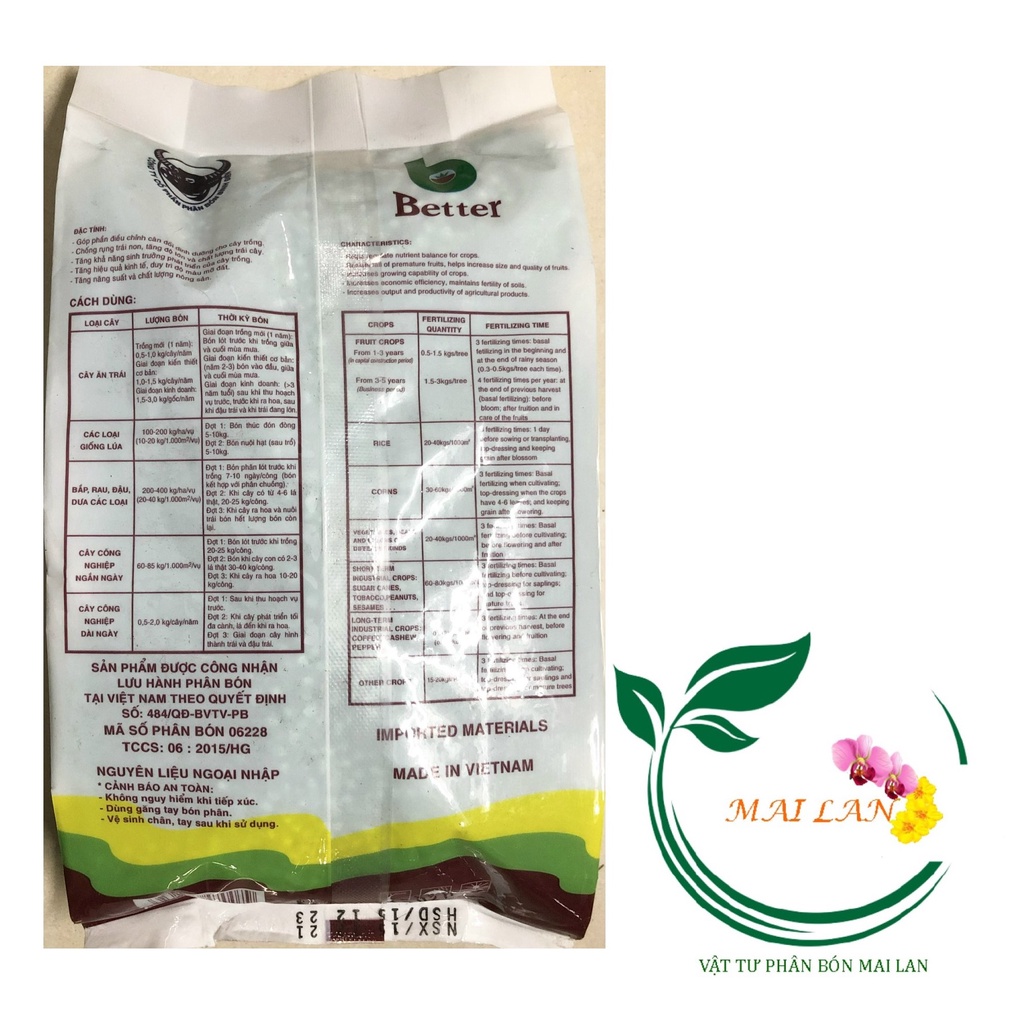 PHÂN BÓN NPK CAO CẤP BETTER XANH 12-12-17+6S+TE - #141# 1kg
