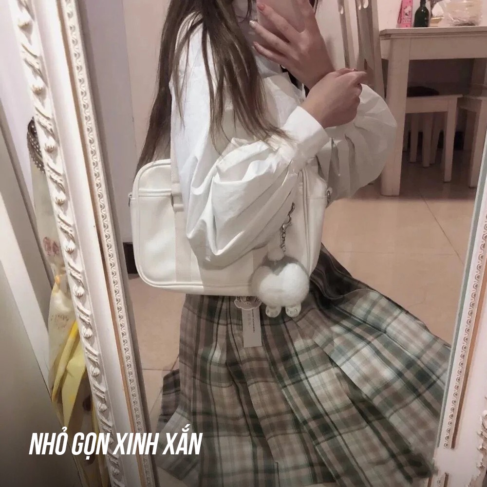 Cặp sách da PU đeo chéo cầm tay dễ thương kiểu dáng học sinh phong cách JK nữ sinh Nhật Bản C00052