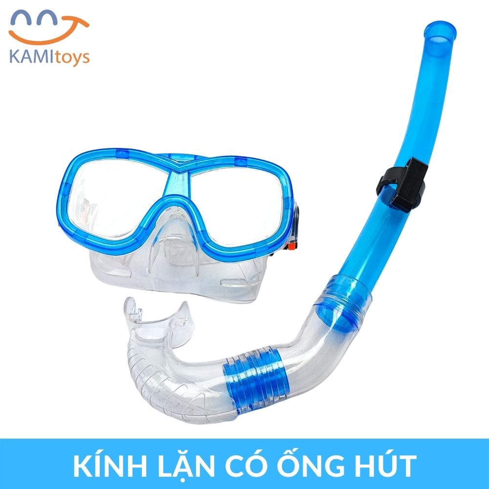 Kính bơi có ống thở cho trẻ em và người lớn loại kín mắt mũi mã 50075