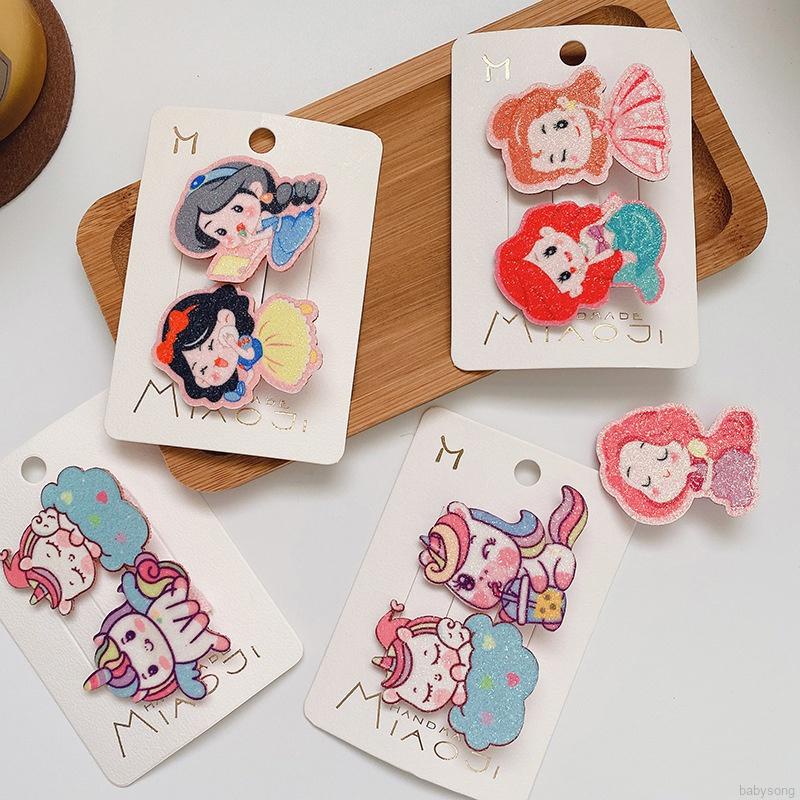 Set 2 kẹp tóc hình ngựa một sừng thời trang cho bé gái