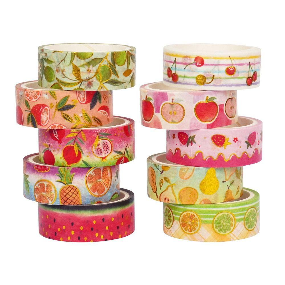 LAKAMIER 10 Cuộn Băng Dính Với Họa Tiết Theo Phong Cách Kawaii Dùng Trang Trí Scrapbook
