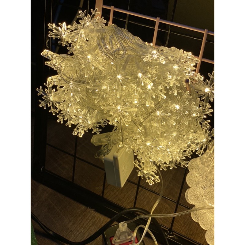 Đèn led dây 10m bông tuyết ánh vàng năng cắm điện siêu xink