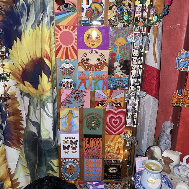 Set 40 tấm dán tường phong cách Indie - Hippie Indie Aesthetic Wall Collage - Cán bảo vệ hình ảnh - Sẵn keo