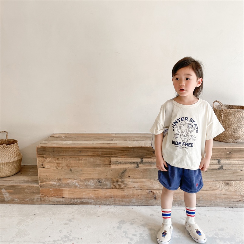 Áo Thun Tay Ngắn In Chữ Cho Bé 1-5 Tuổi