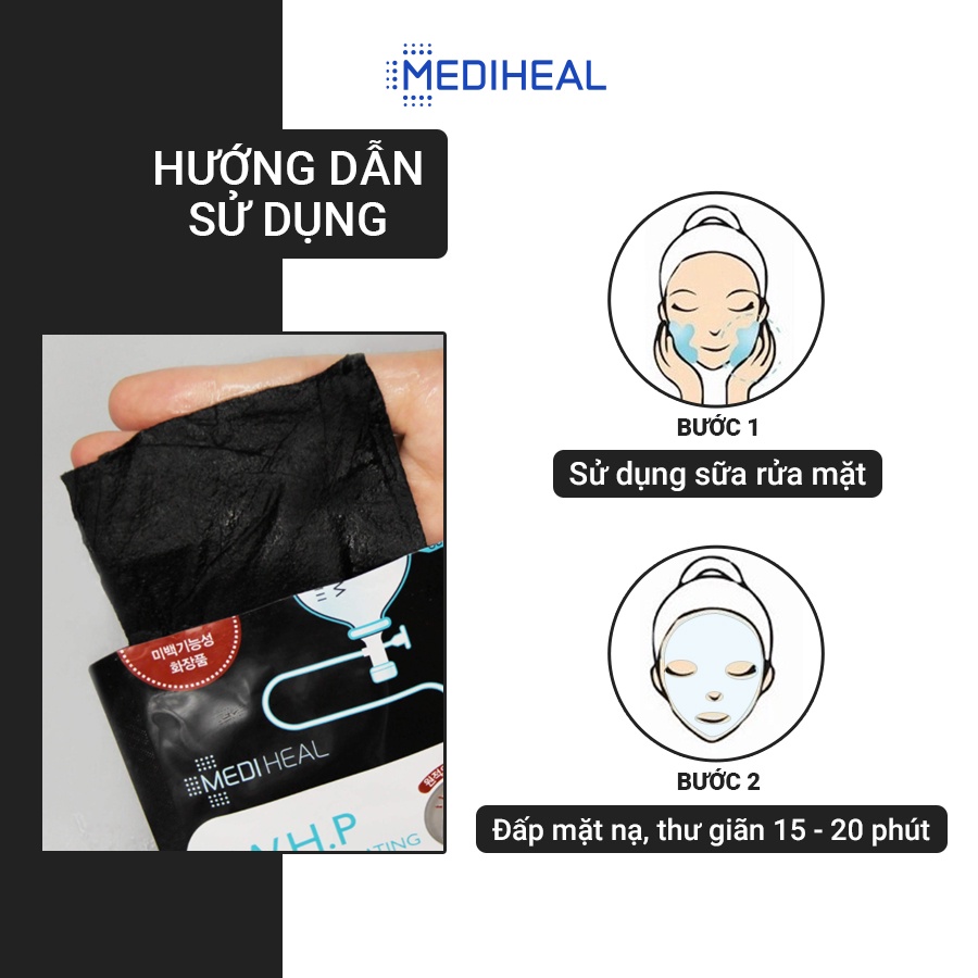 Mặt Nạ Than Hoạt Tính Giúp Làm Trắng Da Mediheal W.H.P White Hydrating Black Mask Ex 25ml [K10]