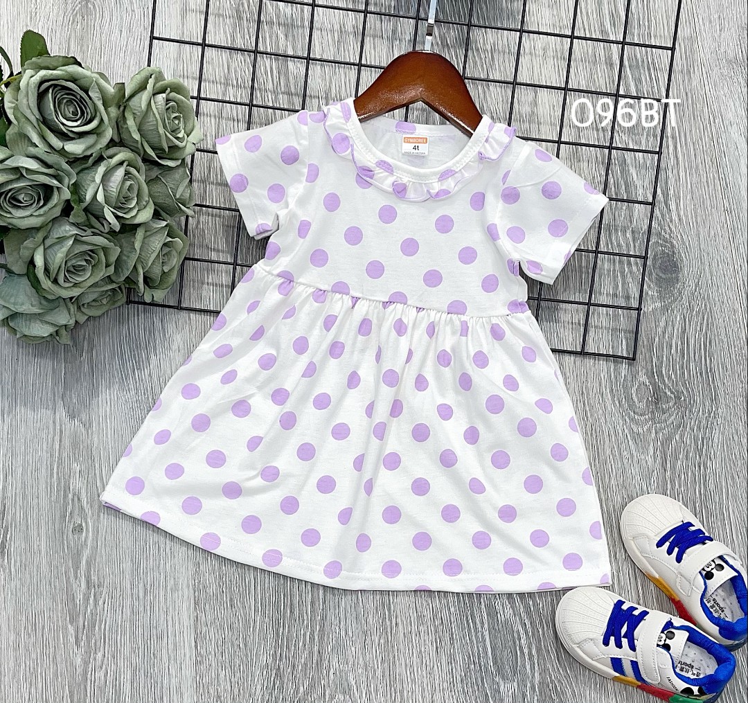 Váy bé gái cổ bèo dáng babydoll chất cotton VNXK siêu đẹp 096