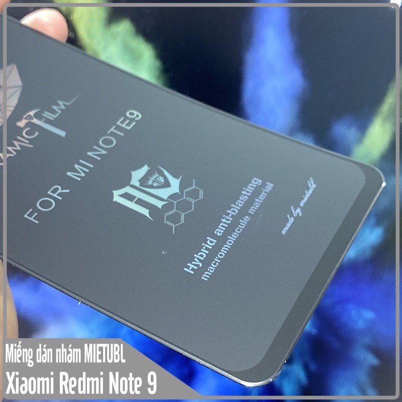 Miếng dán nhám hạn chế vân tay cho Xiaomi Redmi Note 9 Full viền Đen MIETUBL