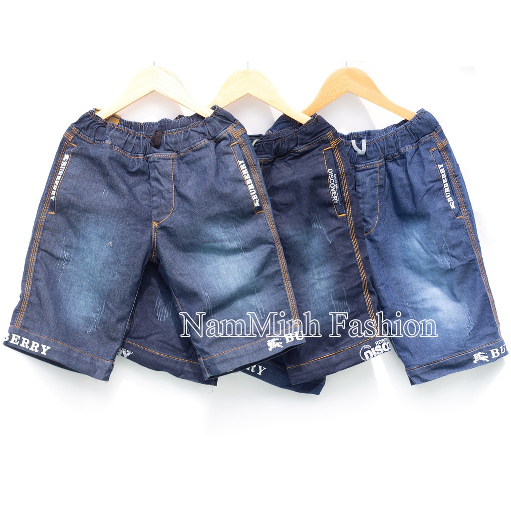 Quần Short Jeans Bé Trai, Chất Jean Mềm Phối Xọc Xước Vải Thời Trang