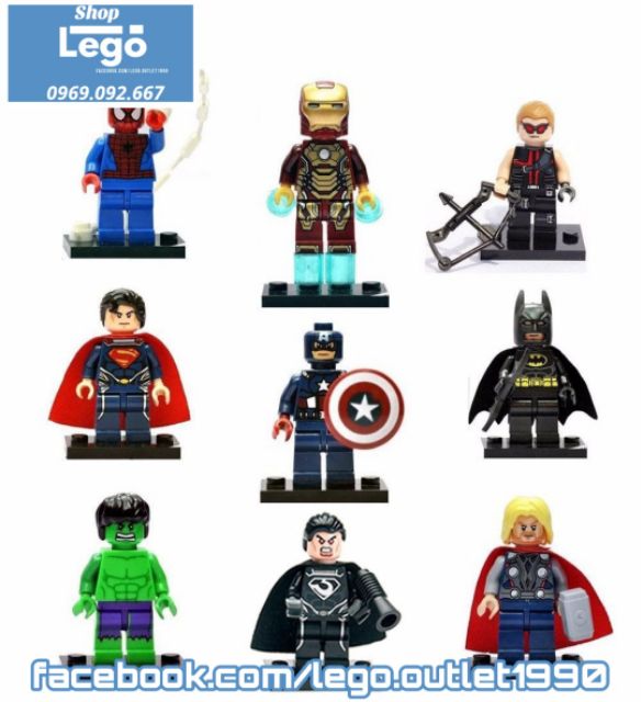 Lego xếp hình Bat hero, superman, General Lego Minifigures Decool 0101 - 0109