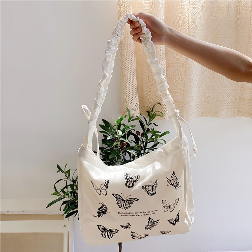 Túi tote Vải ulzzang Dây Rút Đeo chéo Cách Điệu 2 Màu có khóa miệng,túi con siêu hot