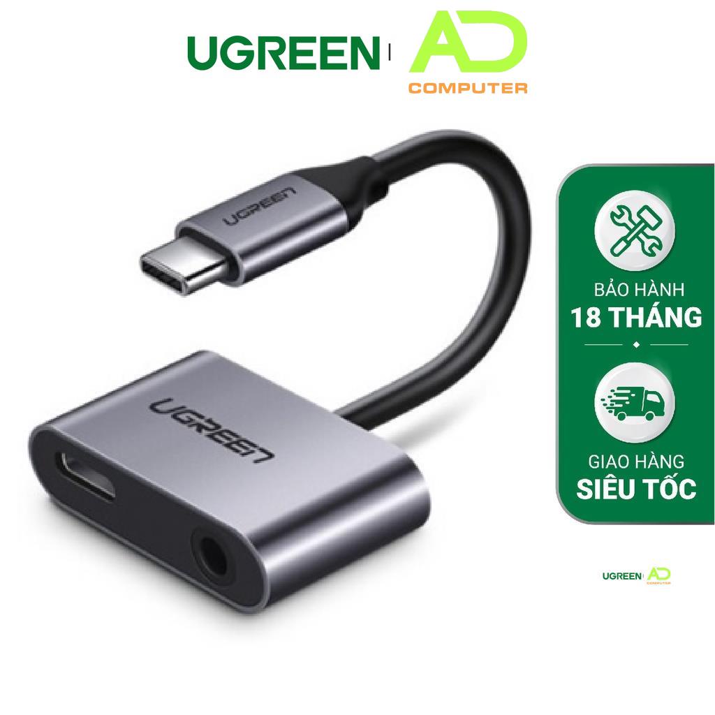 Adapter chuyển đổi UGREEN 50596 USB type-C sang 3.5mm hỗ trợ cổng sạc USB-C không chip DAC - Chính hãng