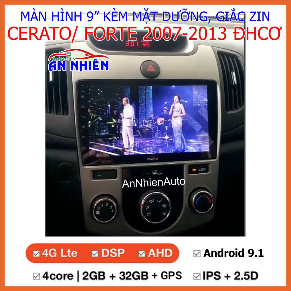 Màn Hình 9 inch Cho Xe CERATO/FORTE 2007-2014,  Đầu DVD Android Tiếng Việt Kèm Mặt Dưỡng Giắc Zin CERATO/FORTE