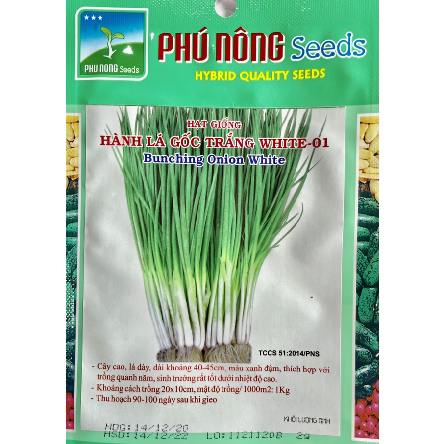 Hạt giống hành lá gốc trắng Phú Nông -10g
