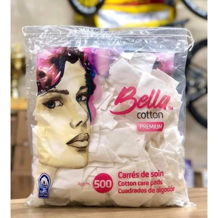 Bịch bông tẩy trang Bella Pháp 100% cotton hẳn 500 miếng lận