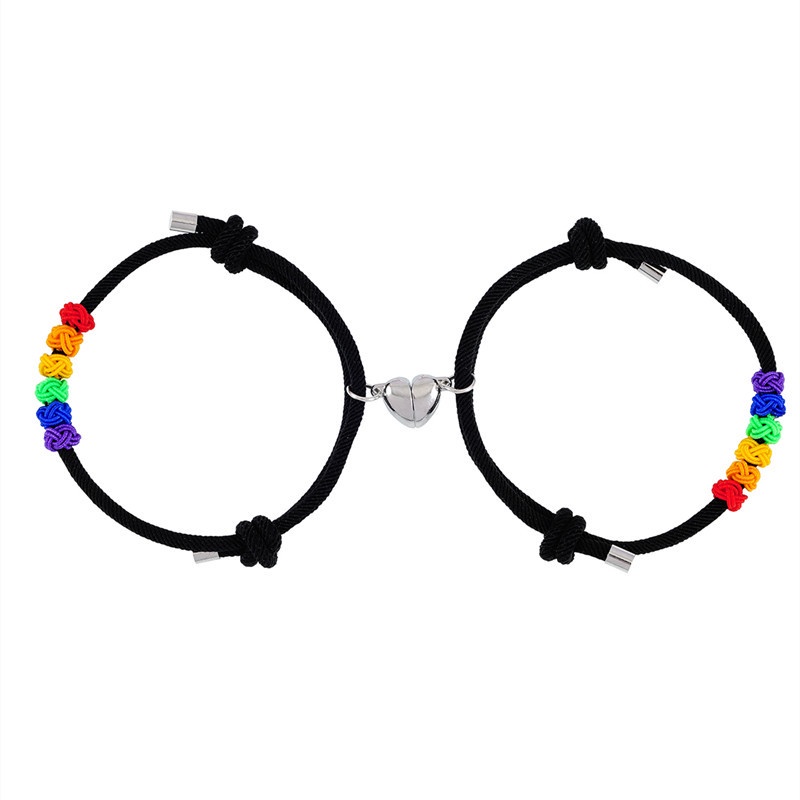 Set 2 Vòng Tay Thắt Nút Nam Châm Hình Quả Dứa Cầu Vồng Thời Trang