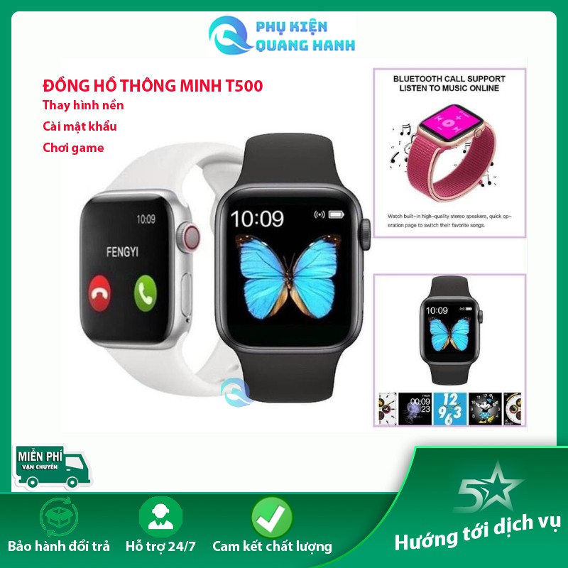 Đồng Hồ Thông Minh T500 ♻️Thay Hình Nền♻️ Đo nhịp tim, Chống nước IP68, Smart Watch T500