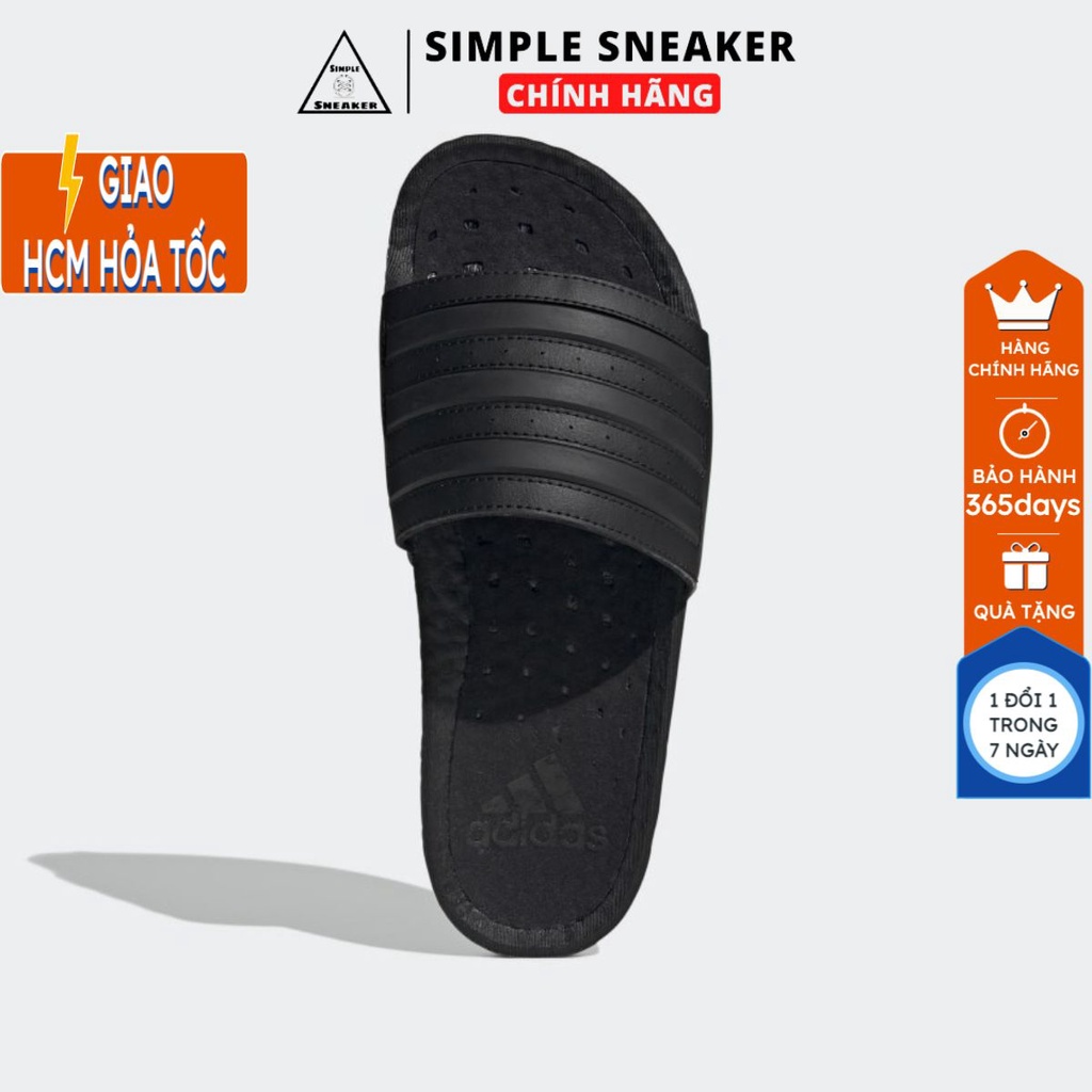 Dép Adidas Boost Quai Ngang Chính Hãng FREESHIP Dép Adidas Adilette Boost Slides Black White - Chuẩn Auth