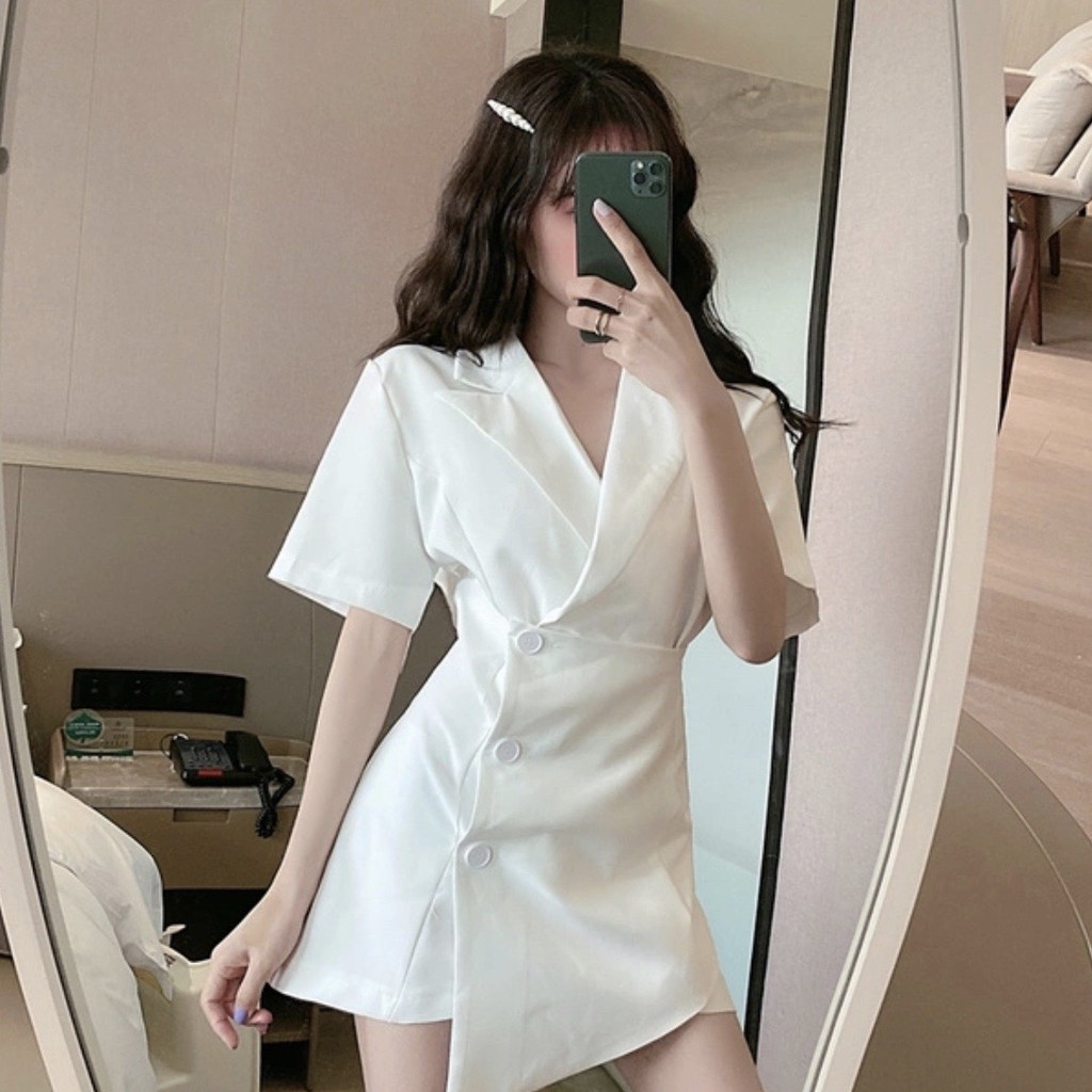A9 Bộ Jumpsuit Váy Liền Vest Blazer Cộc Tay Thời Trang | BigBuy360 - bigbuy360.vn